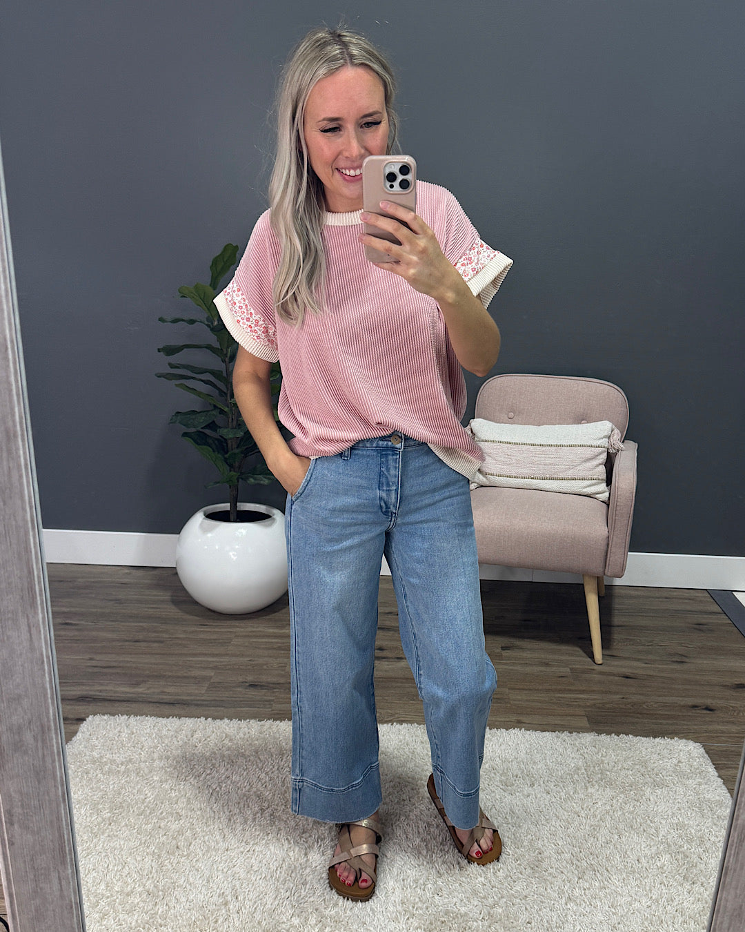 Sierra Corded Color Block Top - Mauve Lovely Melody