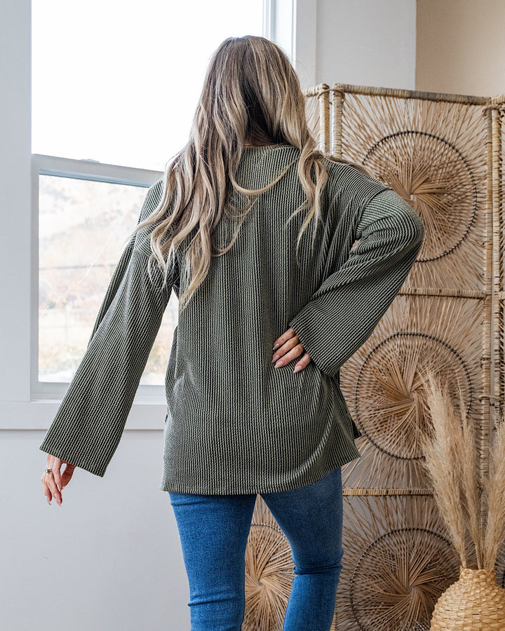 Jackie Corded Side Slit Top - Olive FINAL SALE Lovely Melody