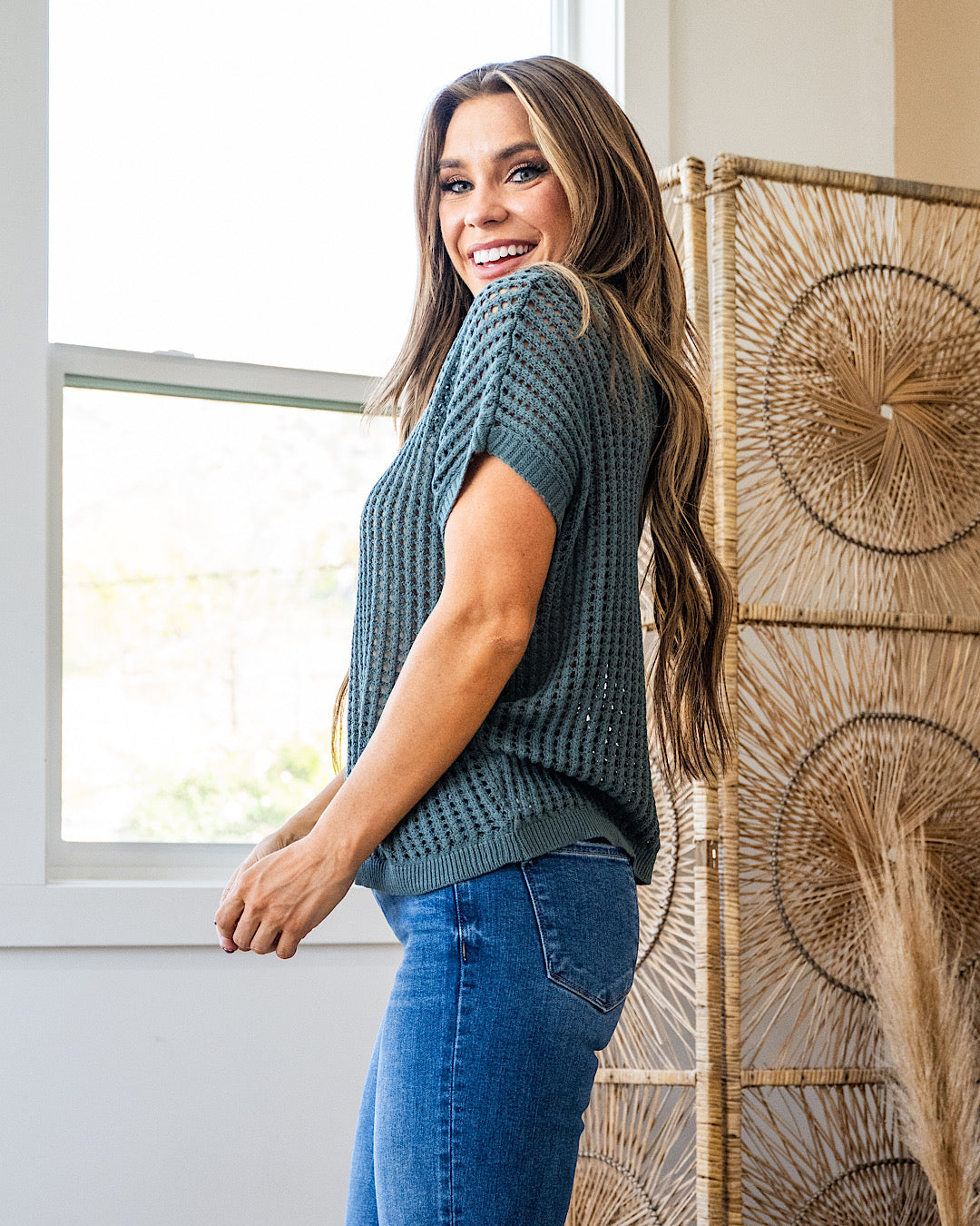 NEW! Darci Open Weave Top - Jade Zenana