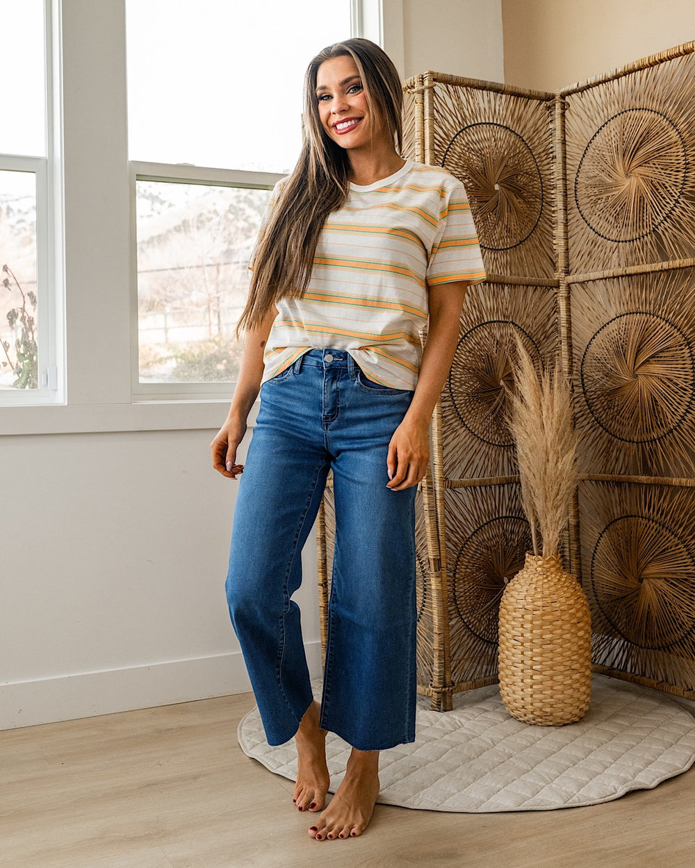 NEW! Kelsey Striped Short Sleeve Top - Citrus Wishlist