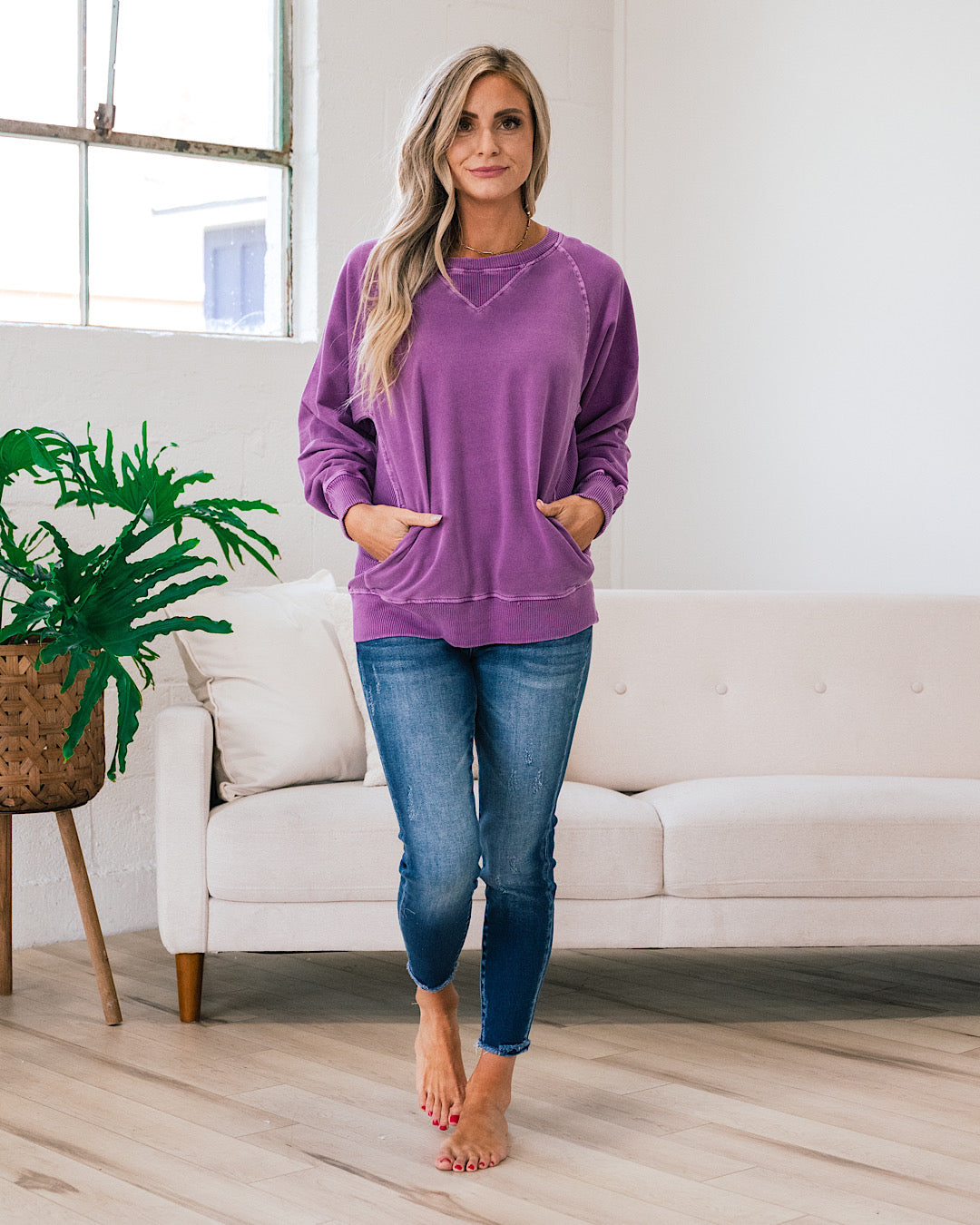 Girlfriend Crewneck Sweatshirt - Light Plum  Zenana   