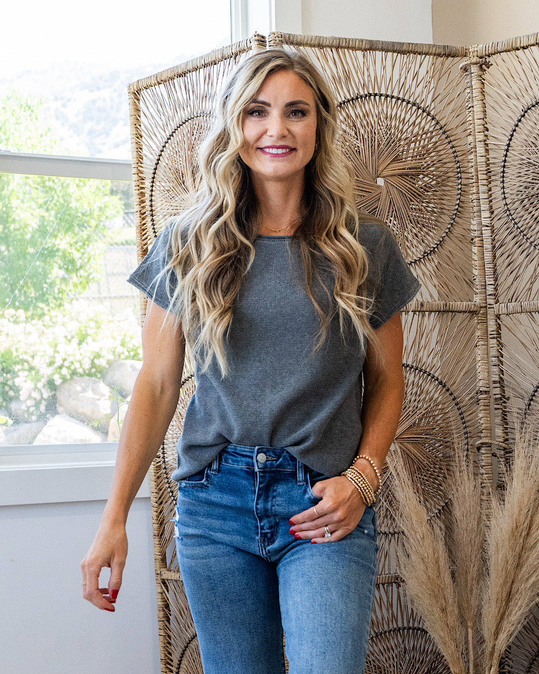 NEW! Aaliyah Knit Sweater Top - Heather Charcoal Be Cool