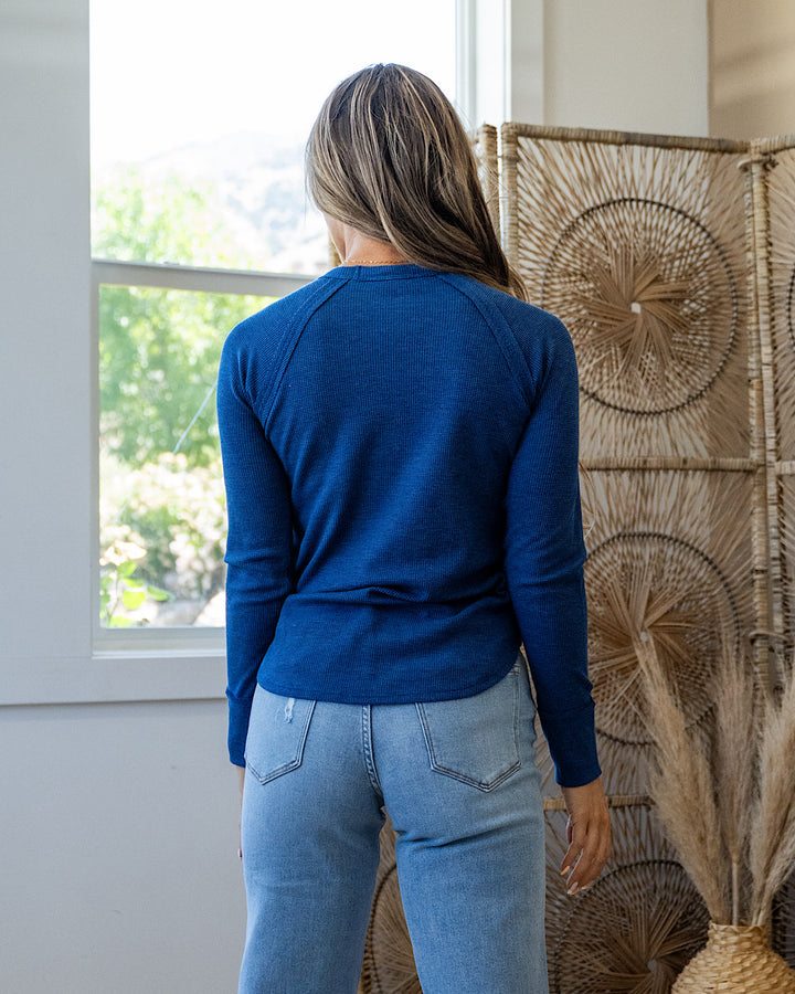NEW! Such a Mystery Waffle Knit Top - Light Navy Zenana