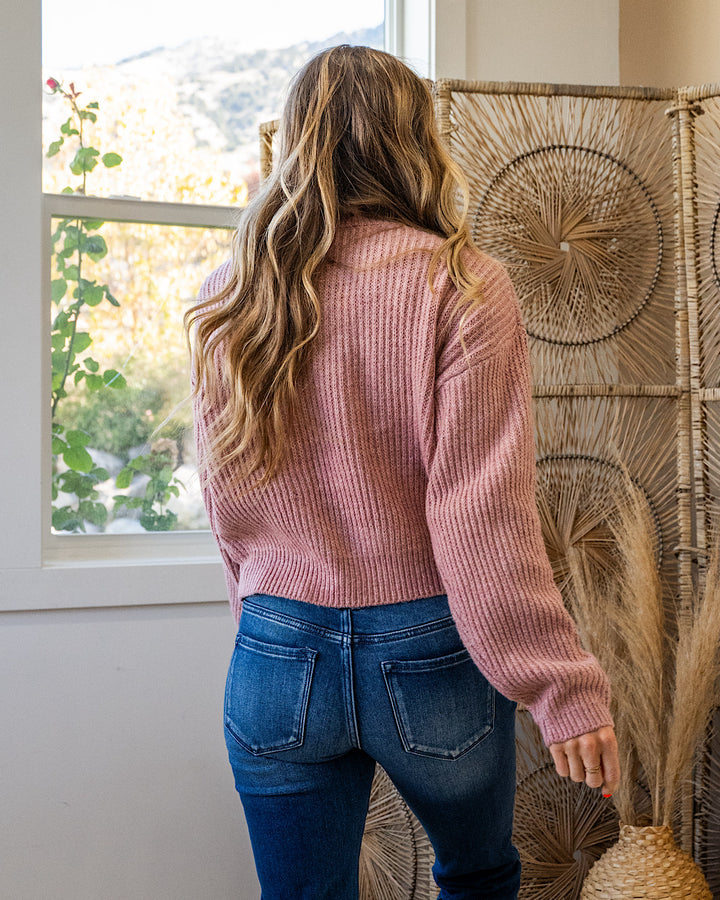NEW! Evie Ribbed Knit Sweater - Pink Frost Hyfve