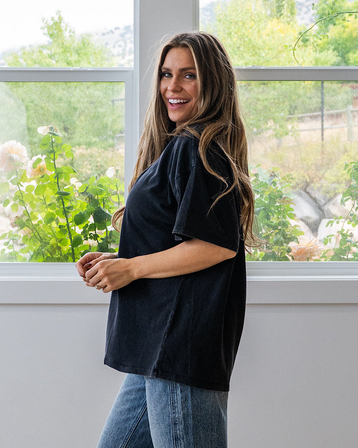NEW! Oversized Mineral Wash Tee - Black Double Zero