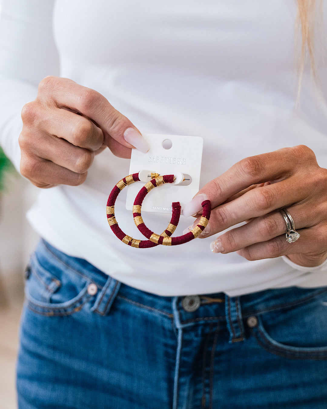 Burgundy and Gold Wrapped Hoops FINAL SALE  Crystals Trading Inc.   