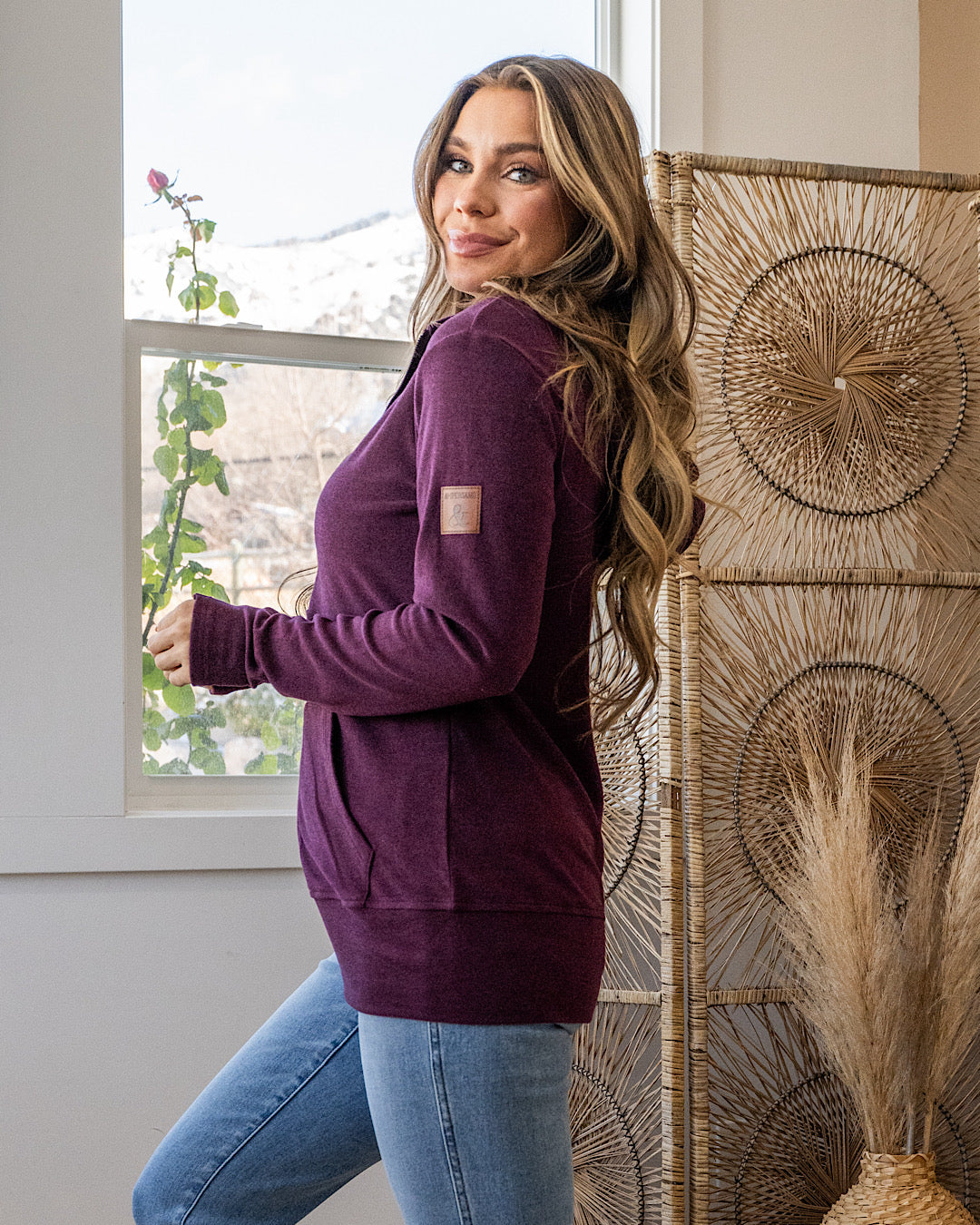 NEW! Ampersand Ave Performance Fleece FullZip Sweatshirt - Velvet Plum Ampersand Ave