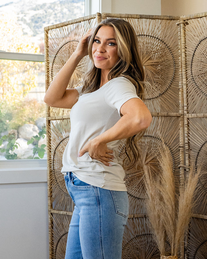 DOORBUSTER! Favorite V Neck Top - Bone