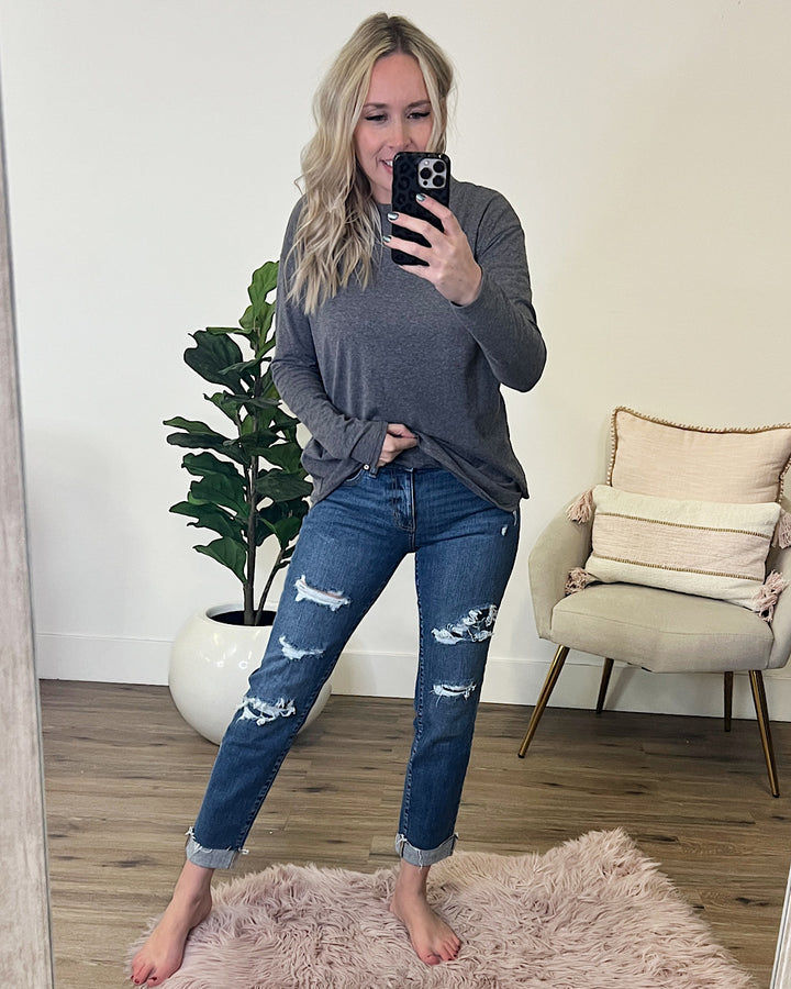 KanCan Kylie Patched Slim Boyfriend Jeans  KanCan   