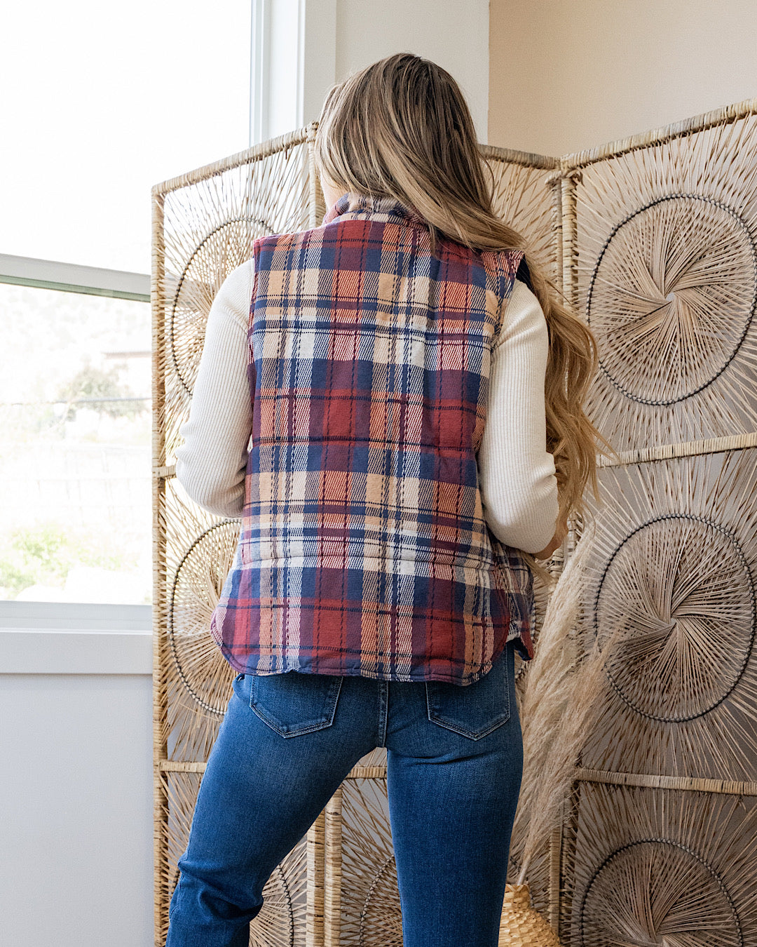 NEW! Gia Plaid Quilted Vest - Scarlet  Staccato   