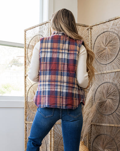 NEW! Gia Plaid Quilted Vest - Scarlet  Staccato   