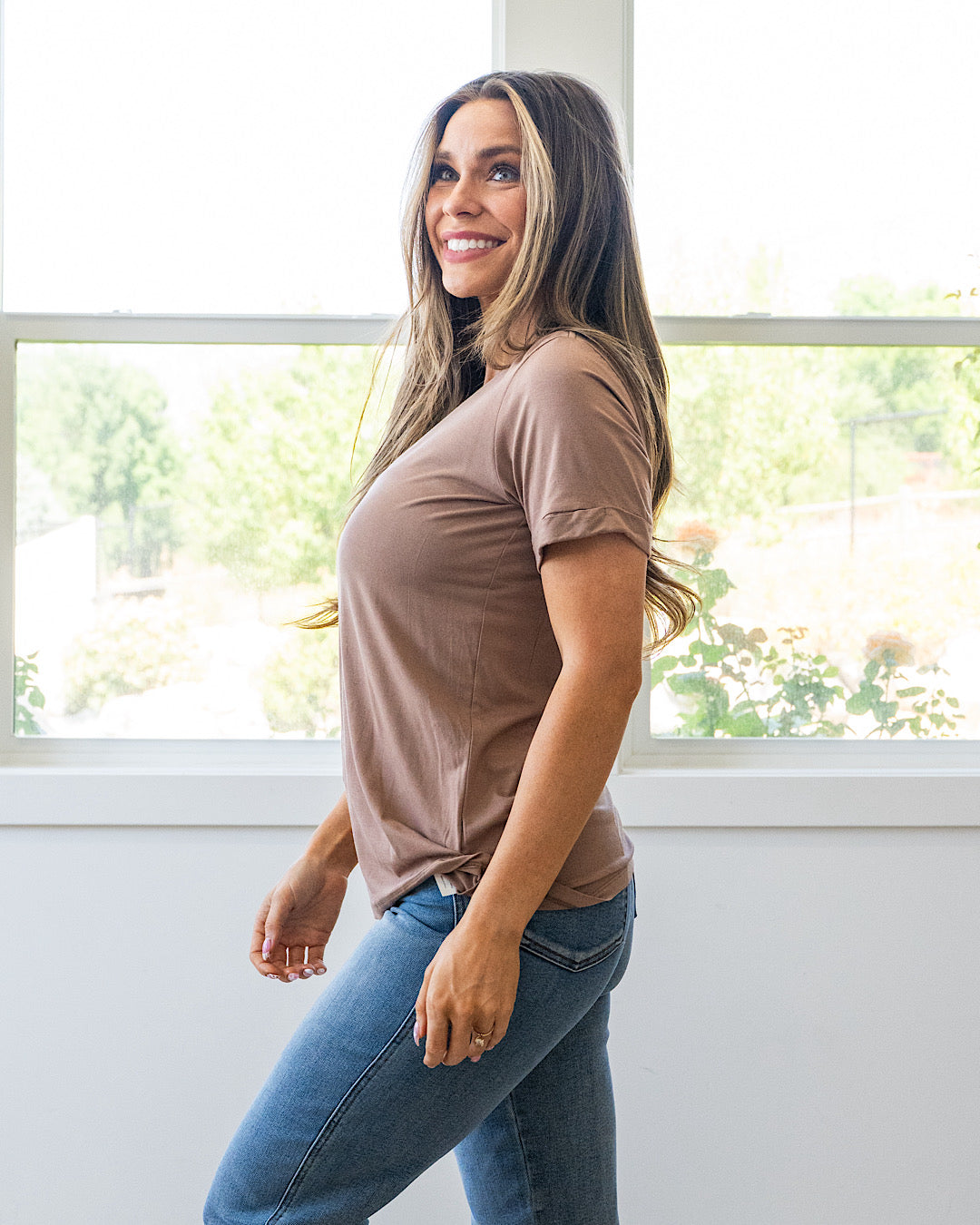 NEW! Sophie V Neck Top - Mocha Michelle Mae