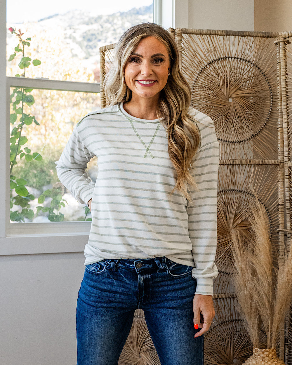 Jayla Striped Drop Shoulder Top - Color Options Available! Lovely Melody Sage