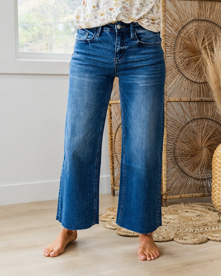 Vervet Lindsay Raw Hem Crop Wide Leg Jeans  Vervet   