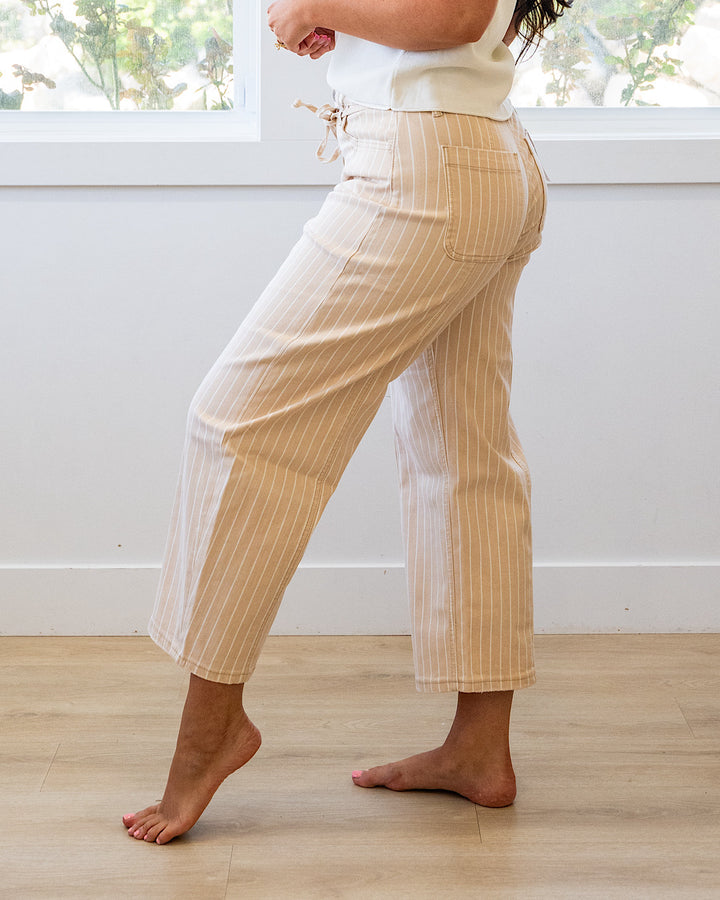 NEW! Lovervet Della Striped Barrel Jeans - Sand