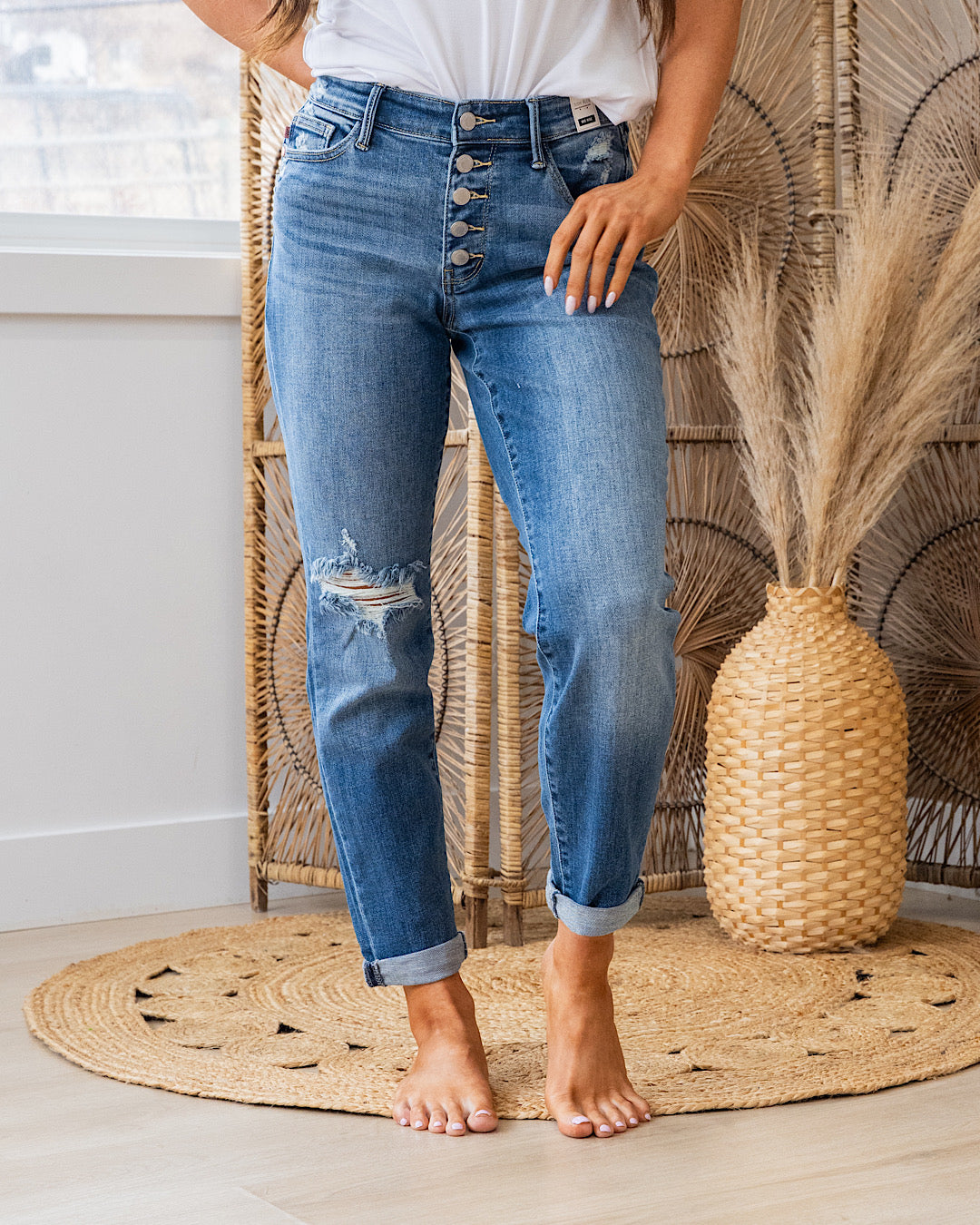 NEW! Judy Blue Jessie Button Up Boyfriend Jeans Judy Blue