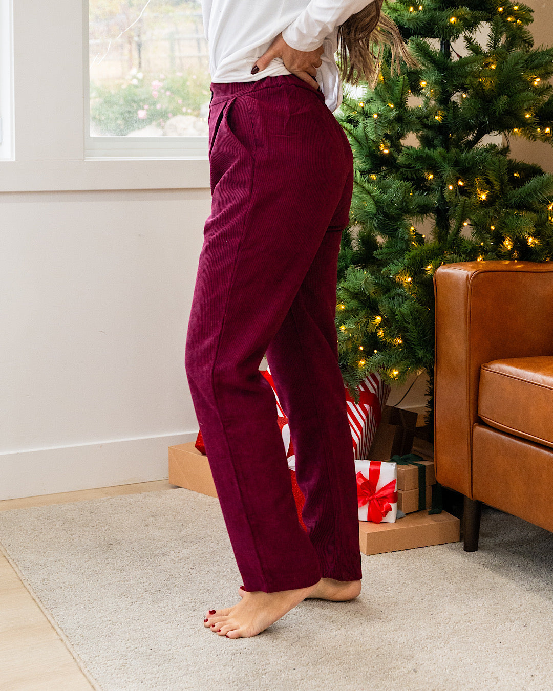 Corduroy Pants - Dark Burgundy FINAL SALE Zenana