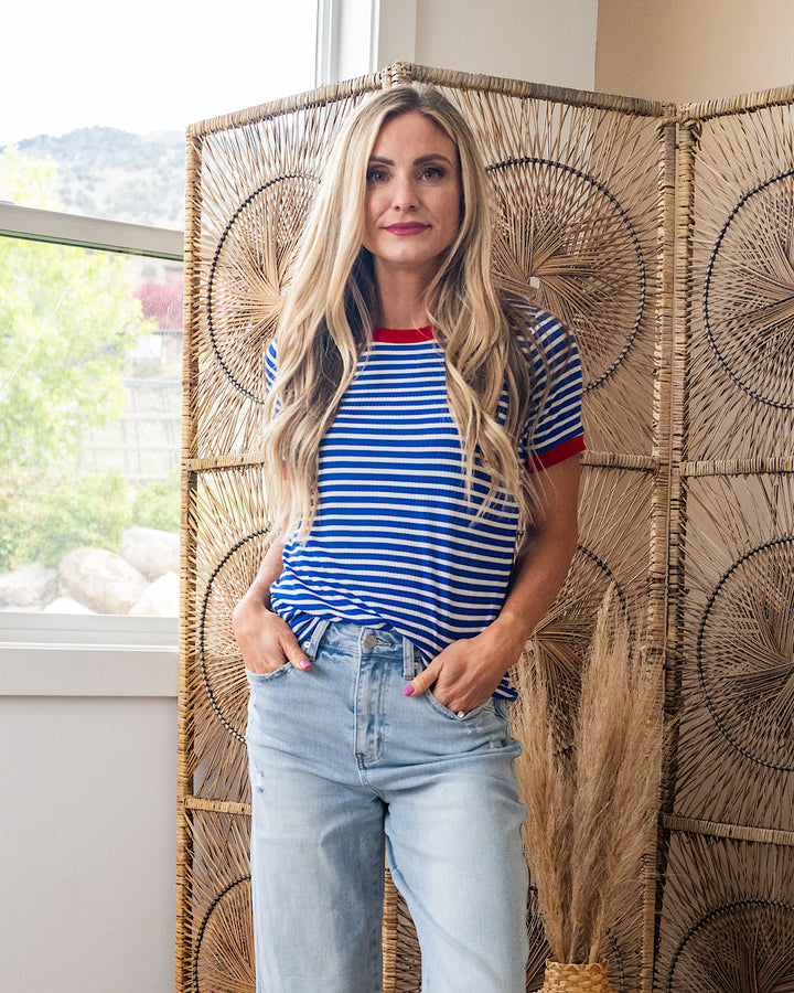 Meredith Striped Crewneck Top - Color Options Available! Staccato Red