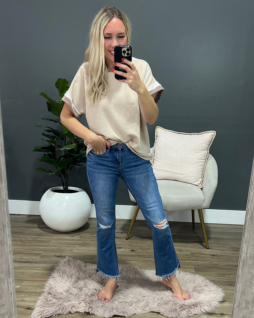 Vervet Aspen Distressed Flare Jeans  Vervet   