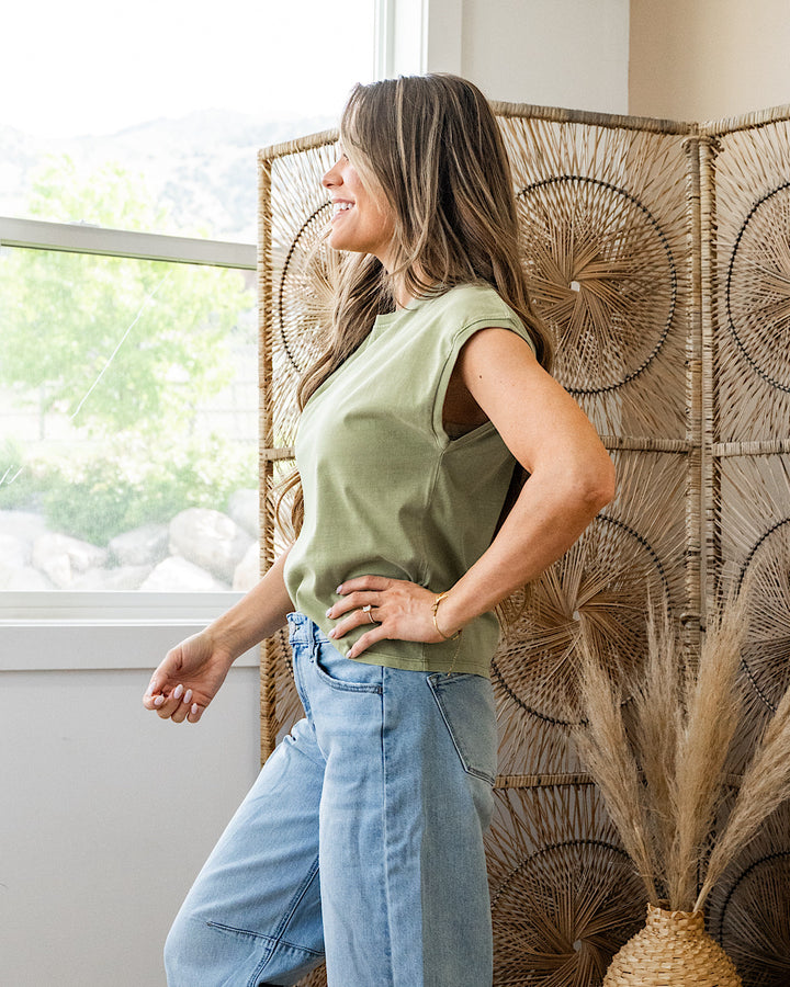 Rose Cap Sleeve Top - Grass Be Cool