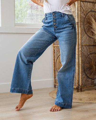 NEW! KanCan Sienna Non Distressed Wide Leg Jeans  KanCan   