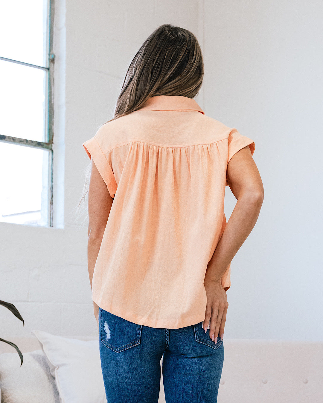 Kinsley Apricot Button Up Top FINAL SALE  Ces Femme   