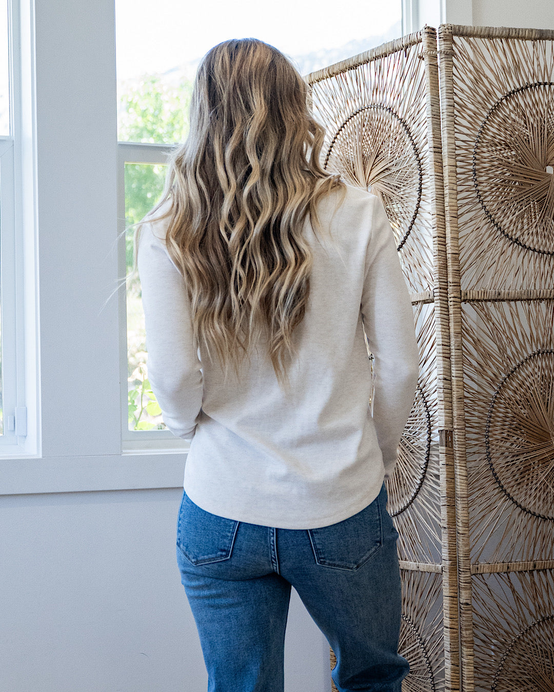 NEW! Whitney Brushed Henley Top - Oatmeal