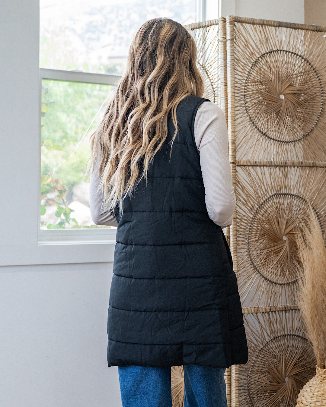 NEW! Harlow Long Vest - Black Michelle Mae