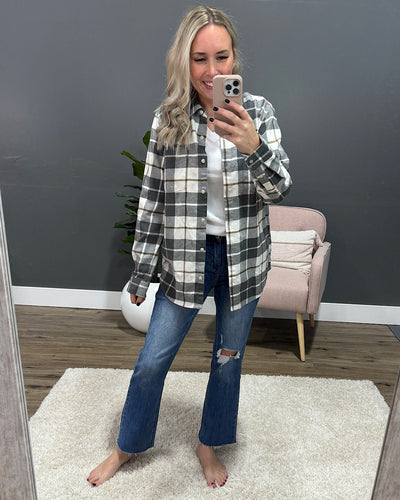 NEW! Lilou Olive Plaid Flannel Top  Thread & Supply   