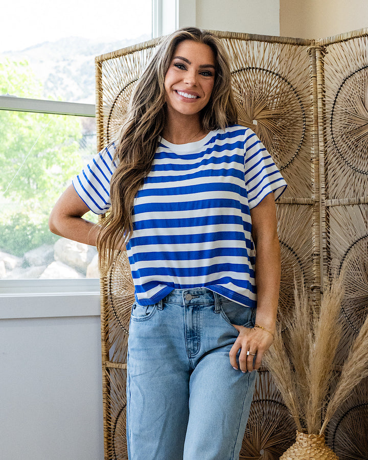 Carmen Striped Top - Royal Wishlist