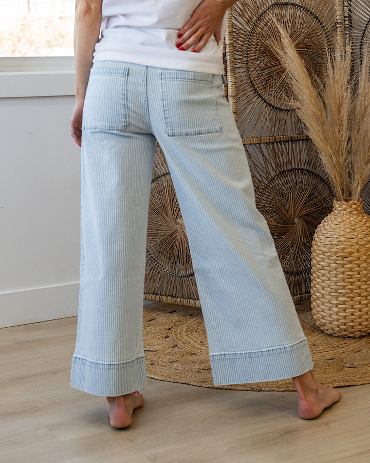 KanCan Josslyn Pinstripe Wide Leg Jeans KanCan