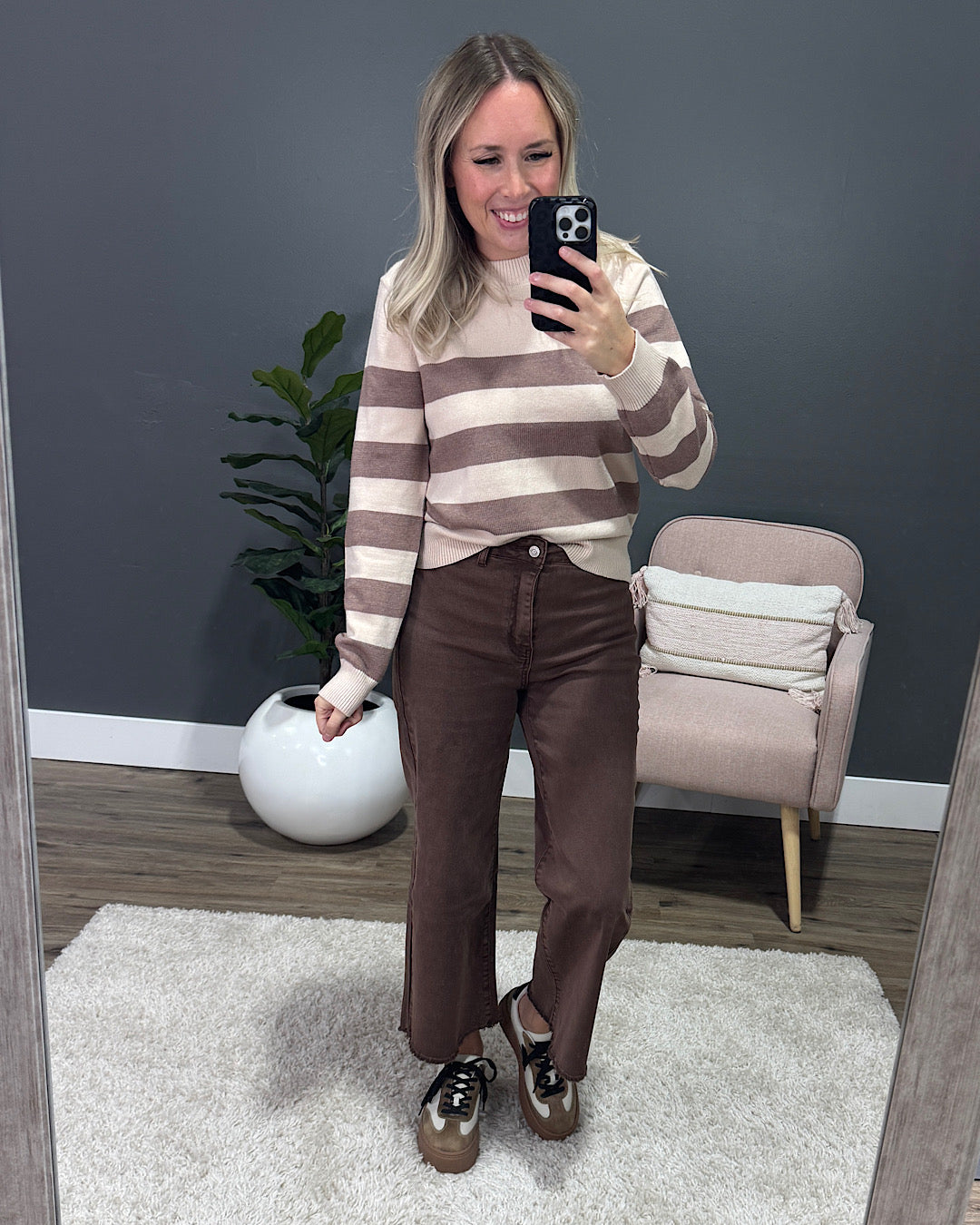 NEW! Gloria Striped Sweater - Cream & Mocha