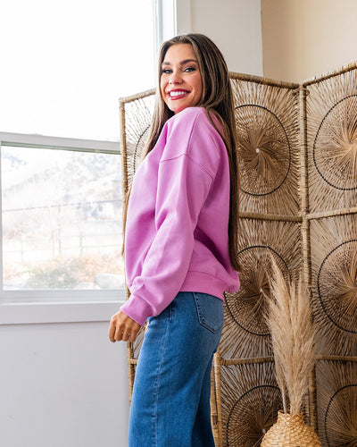 NEW! Cozy Crewneck Sweatshirt - Bright Mauve Zenana