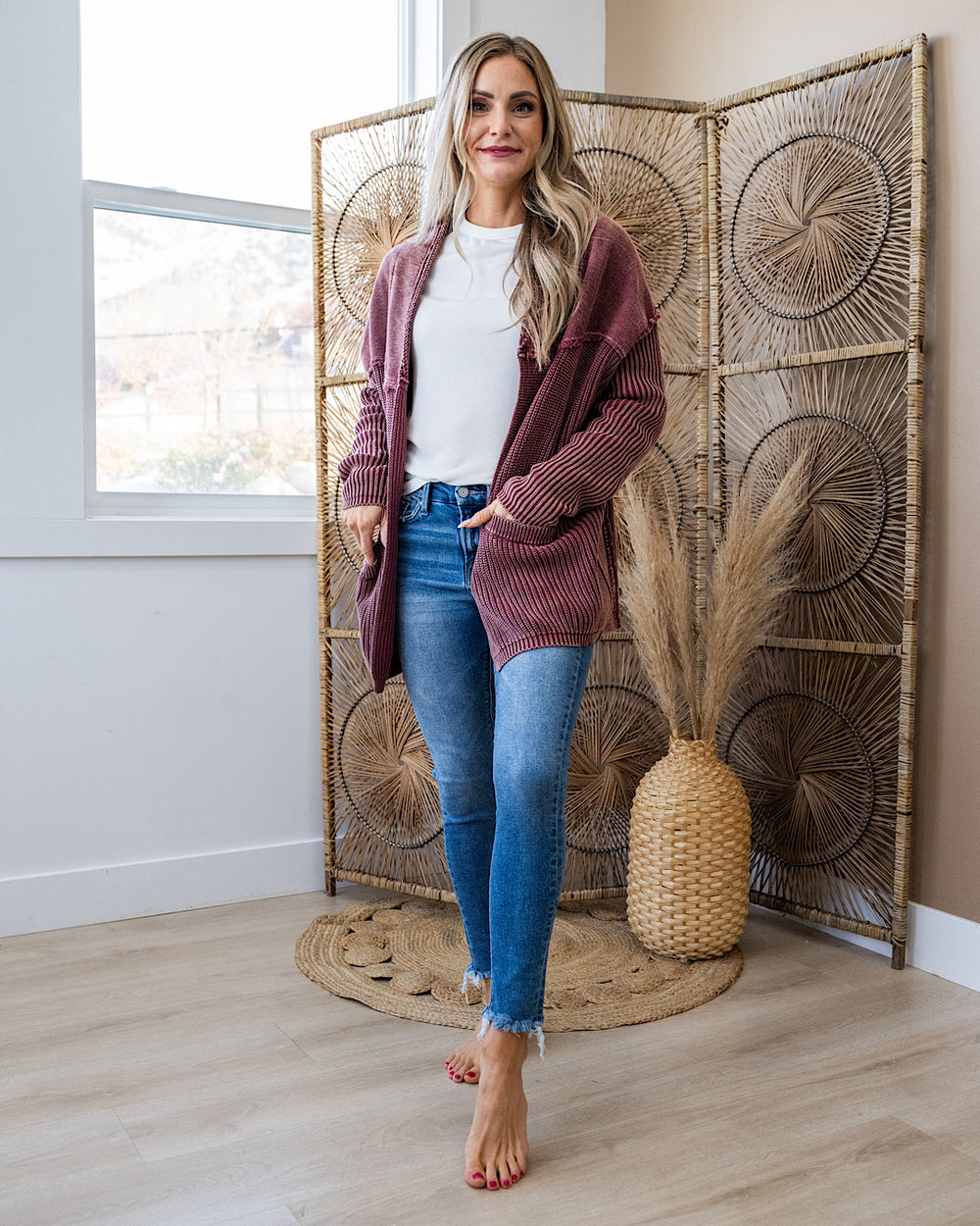 NEW! Beth Vintage Knit Grandpa Cardigan - Red Bean Easel