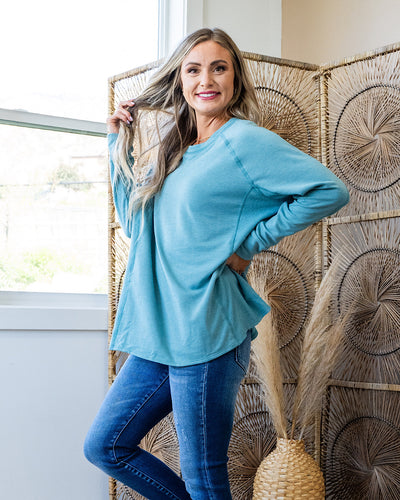 NEW! Adalyn Oversized Cozy Long Sleeve Top - Jade  Sew In Love   