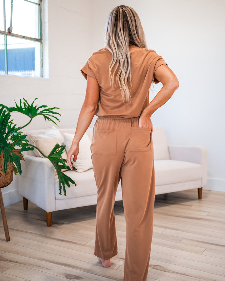 Rosalie Roll Sleeve Jumpsuit - Camel FINAL SALE  Ces Femme   