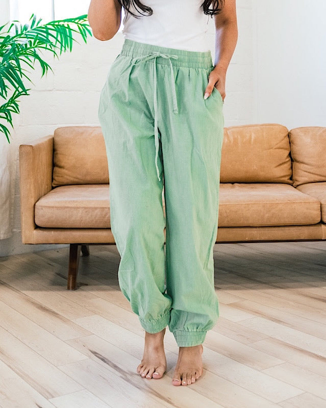 Drawstring Waist Joggers - Sage FINAL SALE  Sew In Love   