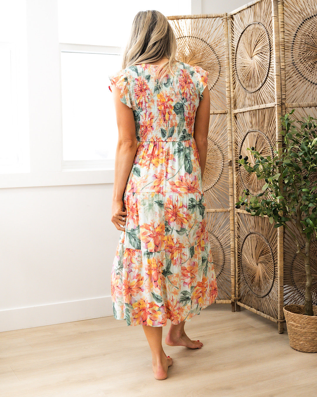 Cindy Water Color Floral Smocked Midi Dress FINAL SALE Mine