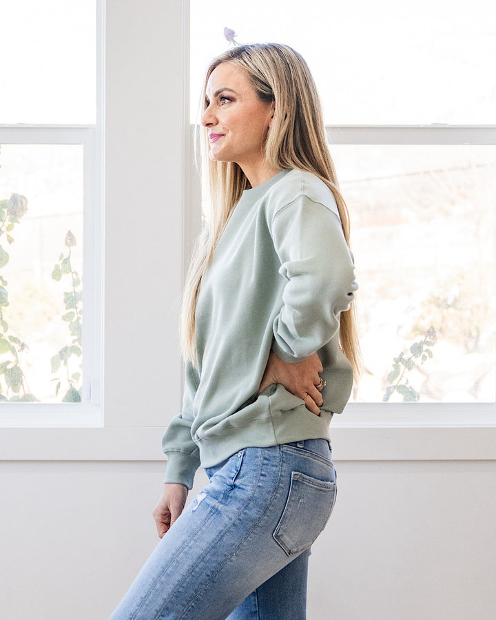 NEW! The Go To Fleece Crewneck Sweatshirt - Basil Reflex