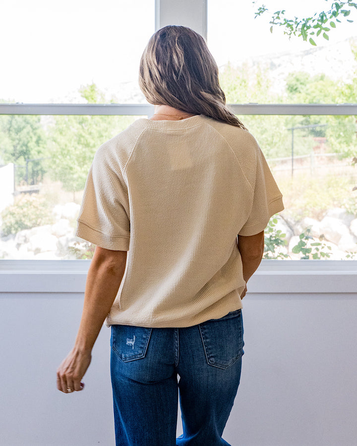NEW! Malia Corded Banded Bottom Top - Cream