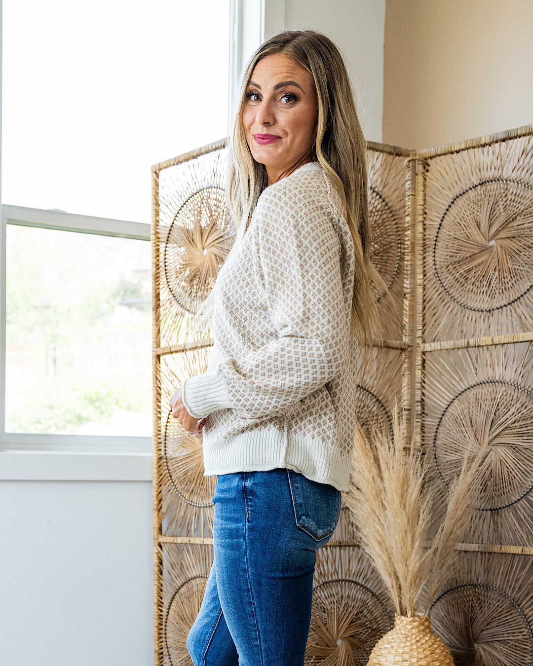 NEW! Izzy Diamond Patterned Sweater - Beige  Staccato   