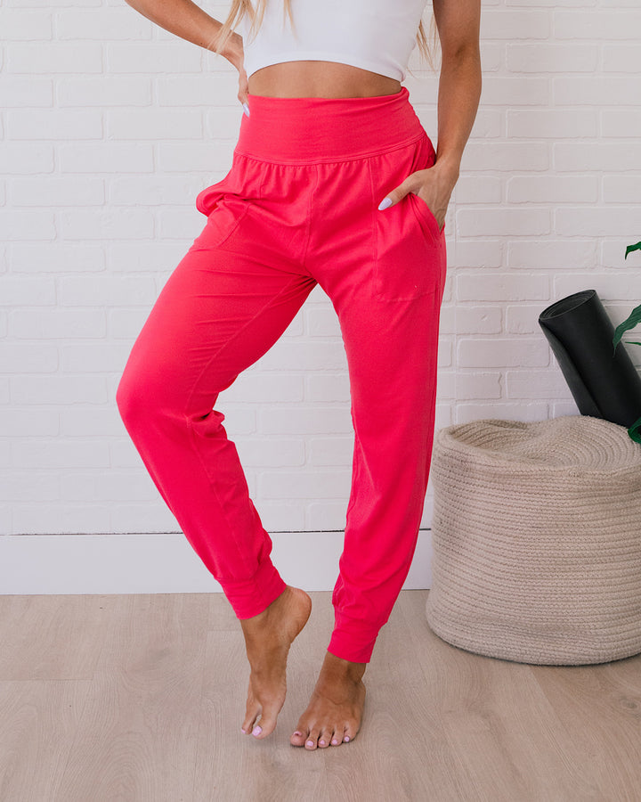 Yoga Joggers - Flamingo Pink  Rae Mode   