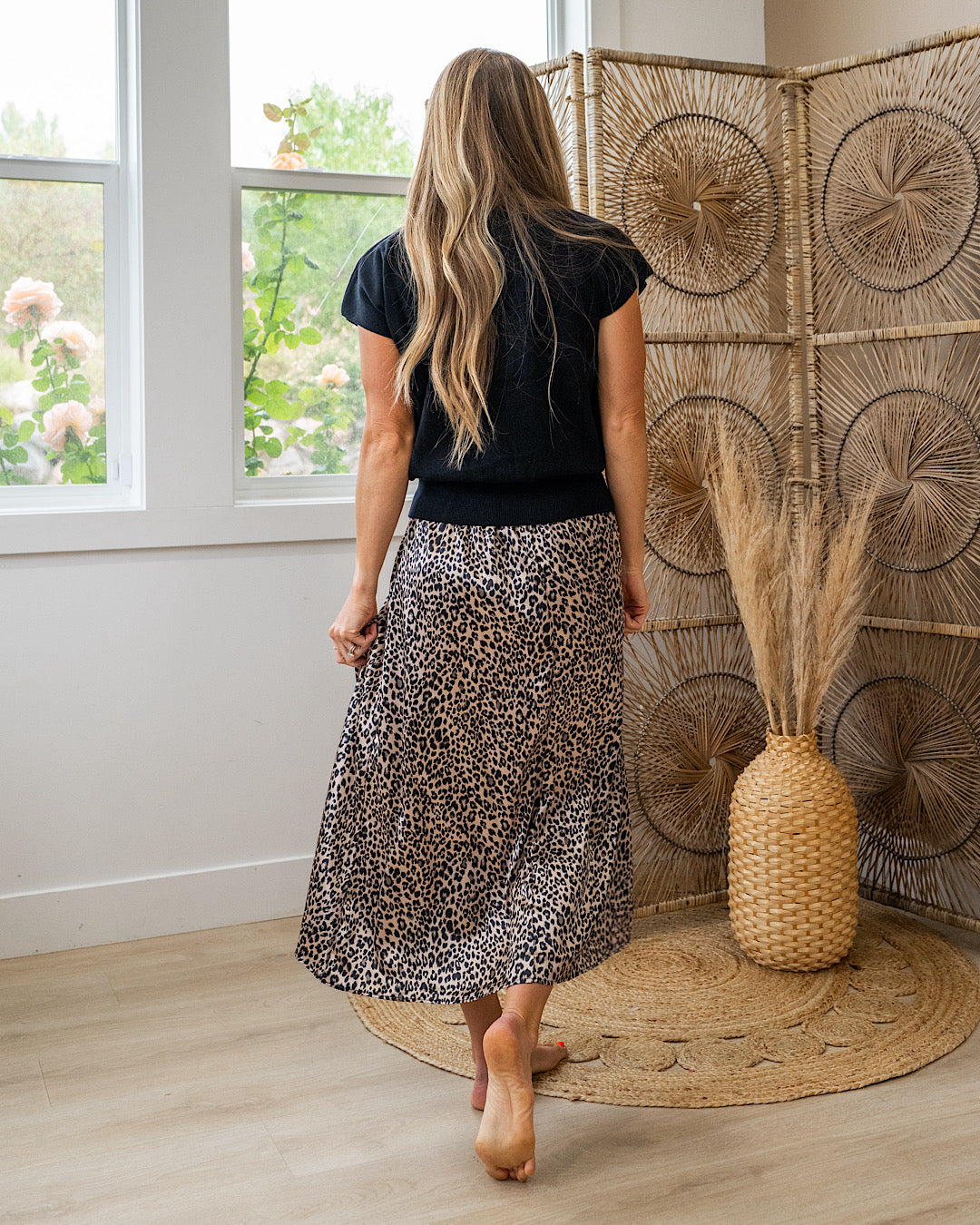 Leopard Print Silky Skirt - Mocha & Black