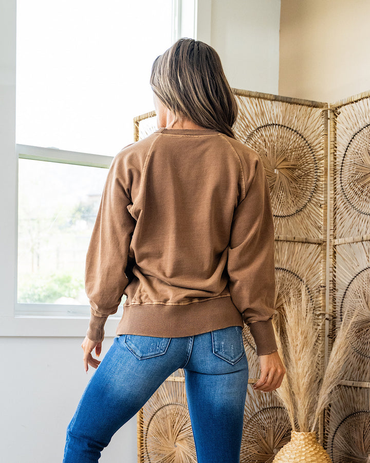 Girlfriend Crewneck Sweatshirt - Deep Camel Zenana