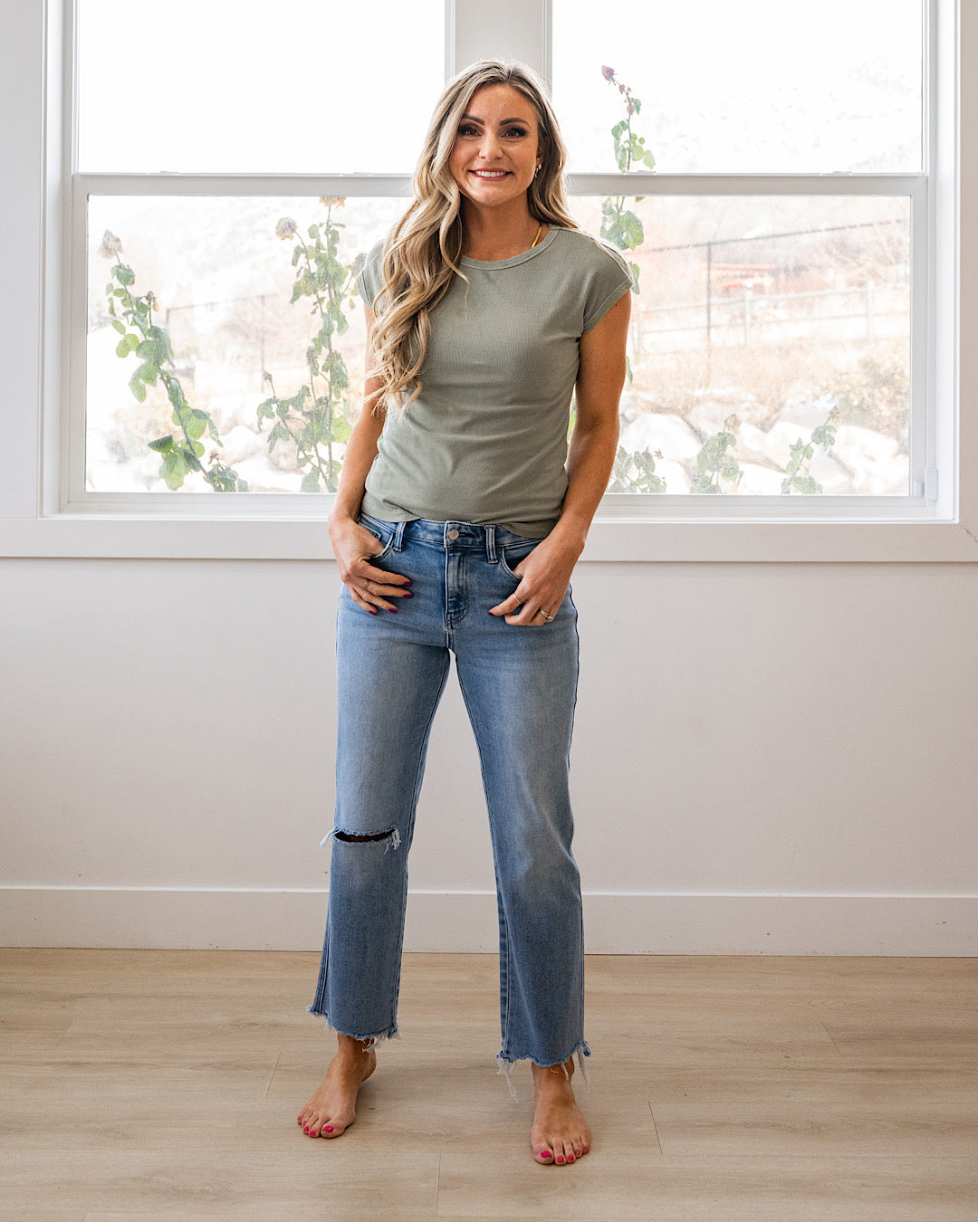 NEW! Piper Cap Sleeve Ribbed Top - Soft Sage Be Cool