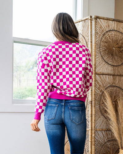 Marie Checkered Sweater - Fuchsia  Staccato   