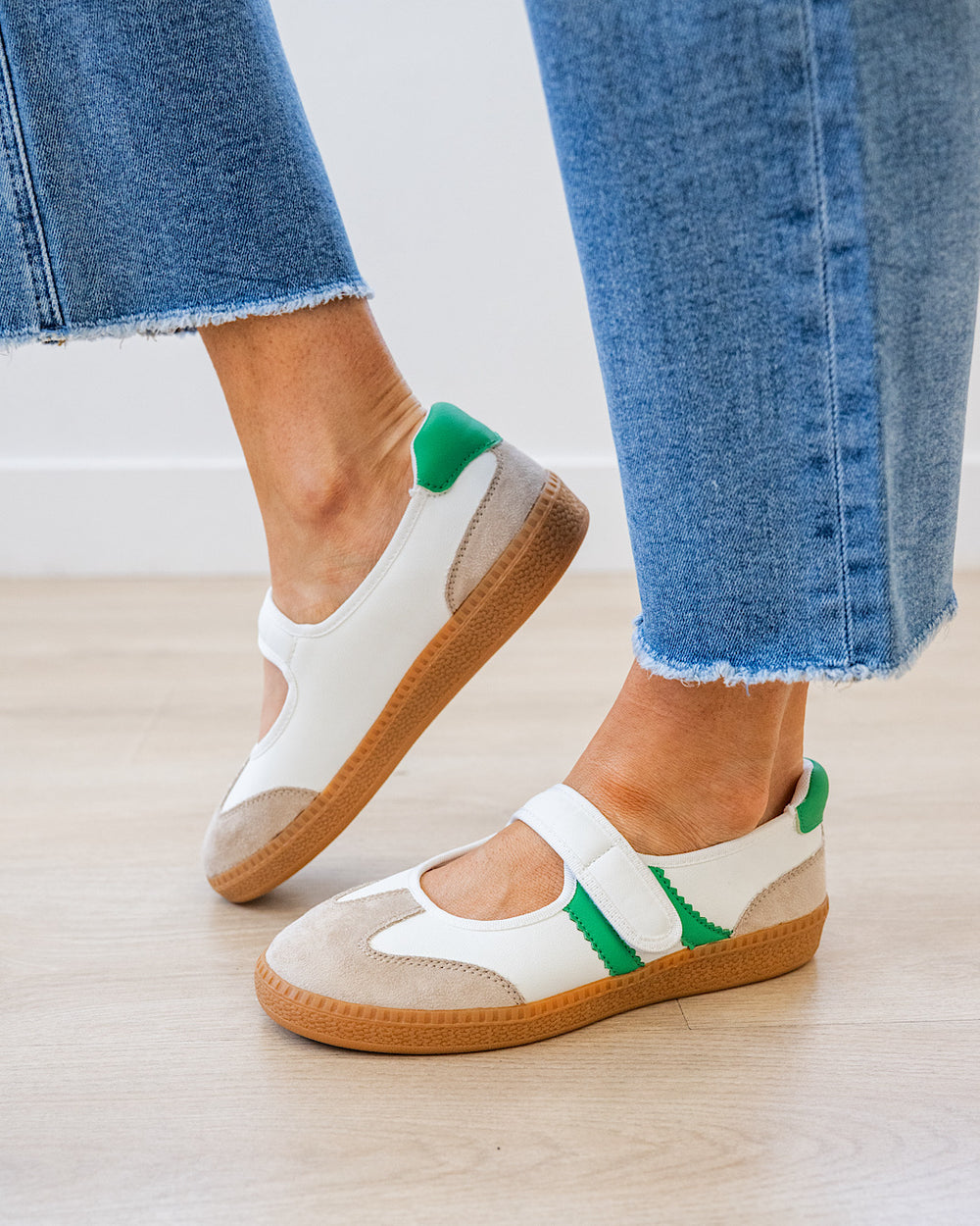 NEW! Corkys Calm Down Mary Jane Sneakers - White & Green Corkys Footwear