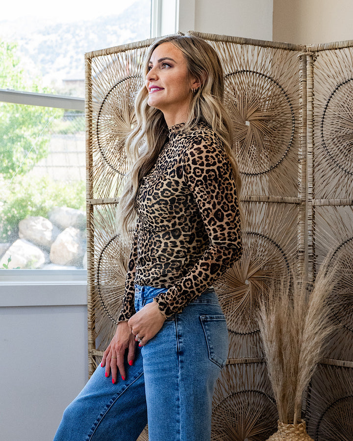 NEW! Gemma Long Sleeve Mesh Top - Leopard Very J