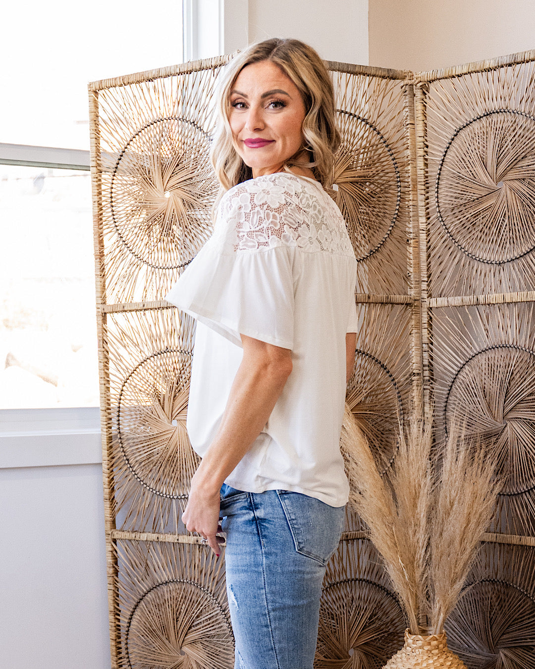 Carissa Tie Neck Lace Top - White PS Kate