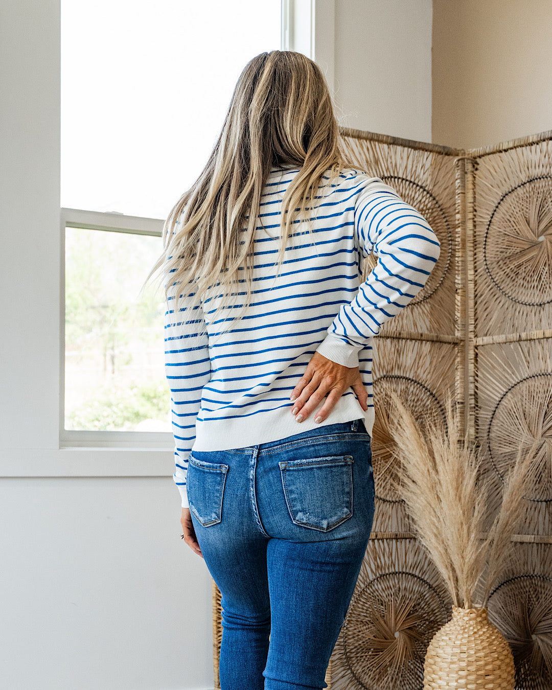 NEW! Camila Striped Crewneck Sweater - Blue  Staccato   